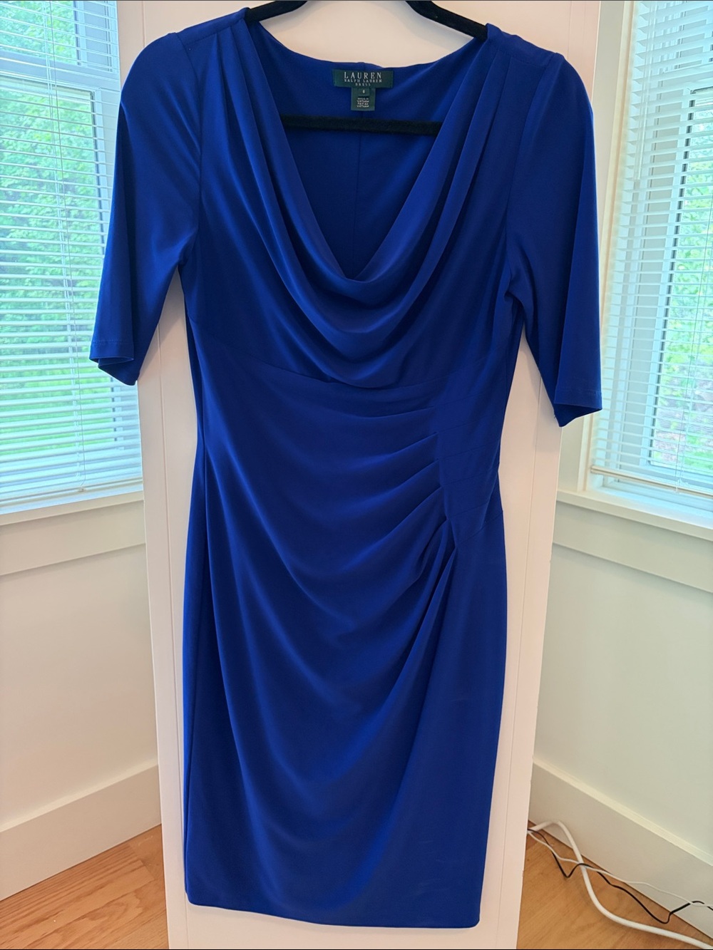 Lauren Ralph Lauren Royal Blue Draped Midi Dress